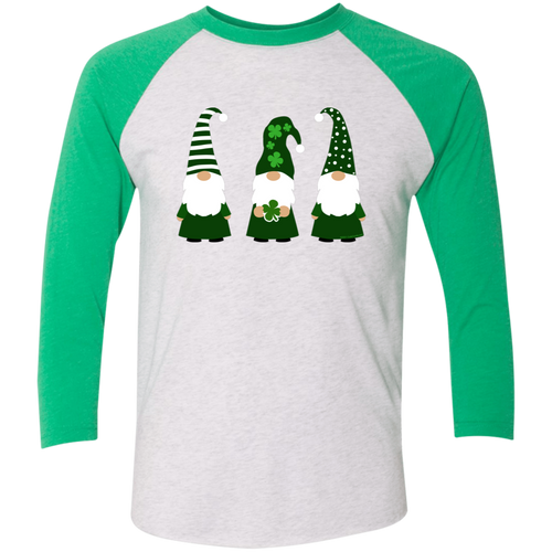 St Patricks Day Gnomes Cozy Unisex Long Sleeve Green/Gray Shirt Men Women Adult