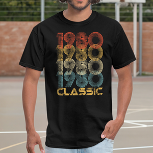 1980 Shirt Unisex Short Sleeve Graphic Black Tee 80s Birthday Gift Men Women Vintage Classic