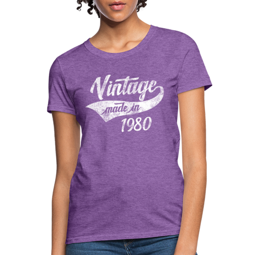 Womens Birthday Vintage V-Neck T-Shirt - purple heather