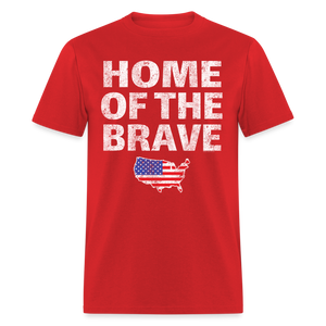 Home of the Brave USA Patriotic T-Shirt Free Shipping - red