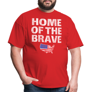 Home of the Brave USA Patriotic T-Shirt Free Shipping - red