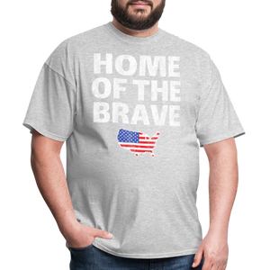 Home of the Brave USA Patriotic T-Shirt Free Shipping - heather gray