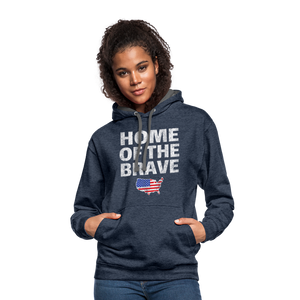 Home of the Brave Patriotic American Flag USA Hoodie - indigo heather/asphalt