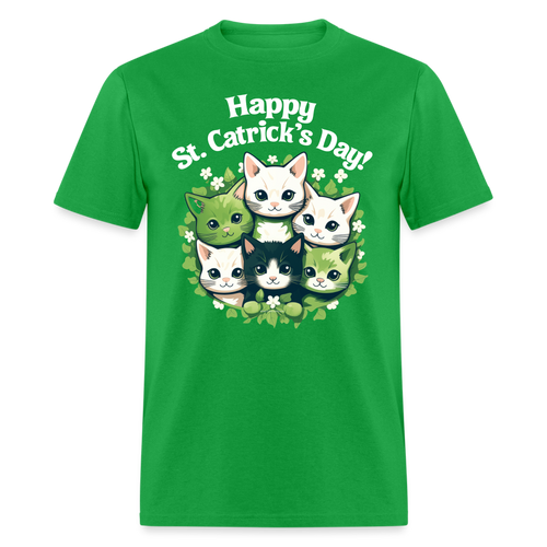Happy St Catrick;s Day Cute Kitten Friends St Patricks Day Unisex T-Shirt Free Shippingj - bright green