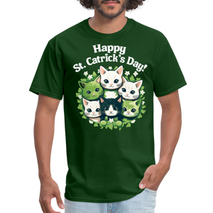 Happy St Catrick;s Day Cute Kitten Friends St Patricks Day Unisex T-Shirt Free Shippingj - forest green