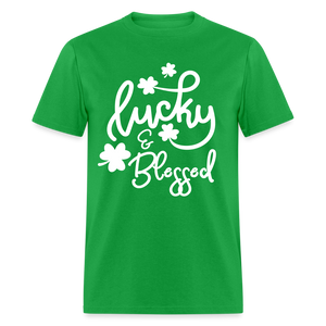 Lucky and Blessed Christian St Patricks Day T-Shirt Free Shipping - bright green
