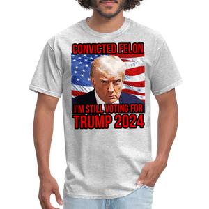 I'm Voting for a Convicted Felon Trump 2024 Convict Mug Shot T-Shirt - heather gray