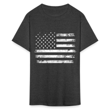 Load image into Gallery viewer, Vintage Grunge American Flag White Print Patriotic Unisex Classic T-Shirt - heather black