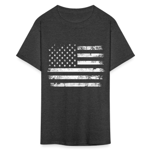 Vintage Grunge American Flag White Print Patriotic Unisex Classic T-Shirt - heather black