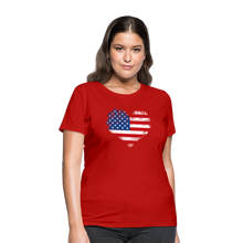 Load image into Gallery viewer, American Flag Heart, Vintage Grunge Style Patriotic Women&#39;s T-Shirt - red