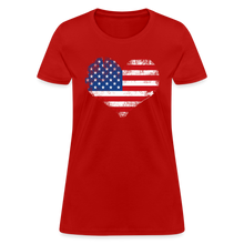 Load image into Gallery viewer, American Flag Heart, Vintage Grunge Style Patriotic Women&#39;s T-Shirt - red