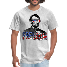 Load image into Gallery viewer, Patriotic Abraham Lincoln Freedom American Flag Unisex T-Shirt - heather gray