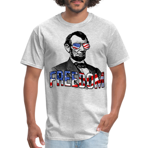 Patriotic Abraham Lincoln Freedom American Flag Unisex T-Shirt - heather gray