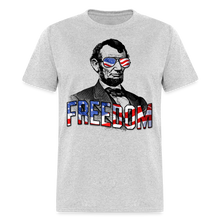 Load image into Gallery viewer, Patriotic Abraham Lincoln Freedom American Flag Unisex T-Shirt - heather gray