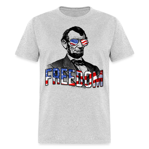 Patriotic Abraham Lincoln Freedom American Flag Unisex T-Shirt - heather gray