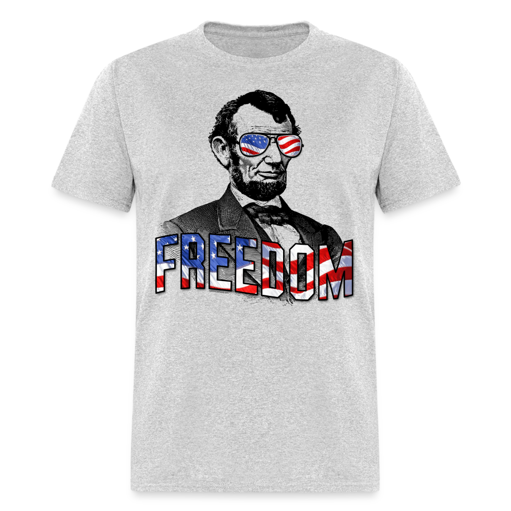 Patriotic Abraham Lincoln Freedom American Flag Unisex T-Shirt - heather gray