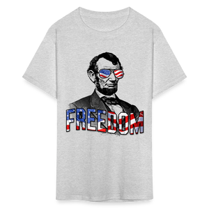 Patriotic Abraham Lincoln Freedom American Flag Unisex T-Shirt - heather gray