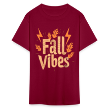 Load image into Gallery viewer, Fall Vibes Autumn Leaves Aesthetic Cute Retro Graphic Quote T-Shirt  T-Shirt - burgundy