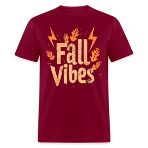 Fall Vibes Autumn Leaves Aesthetic Cute Retro Graphic Quote T-Shirt  T-Shirt - burgundy