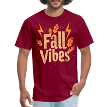 Load image into Gallery viewer, Fall Vibes Autumn Leaves Aesthetic Cute Retro Graphic Quote T-Shirt  T-Shirt - burgundy