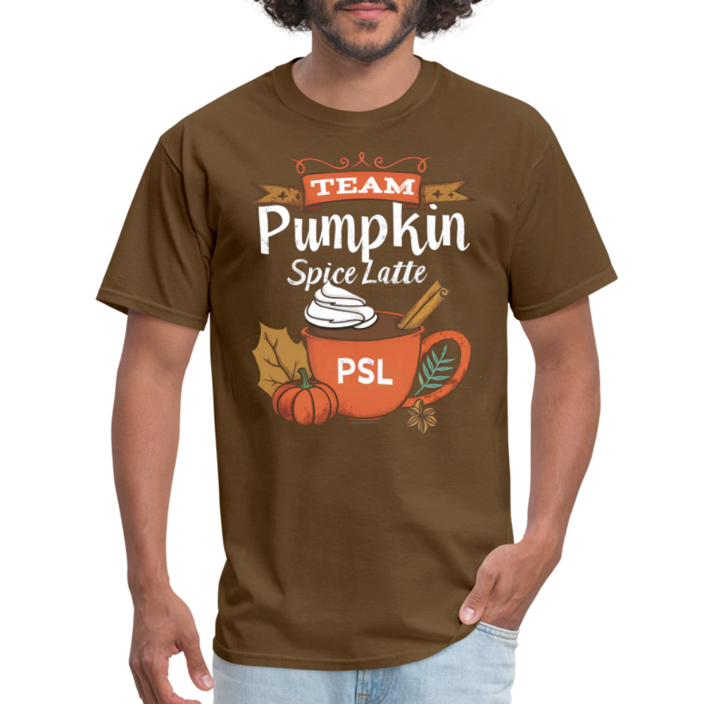 Team PSL Pumpkin Spice Latte Cute Fall Autumn Vintage Coffee T-Shirt  T-Shirt - brown