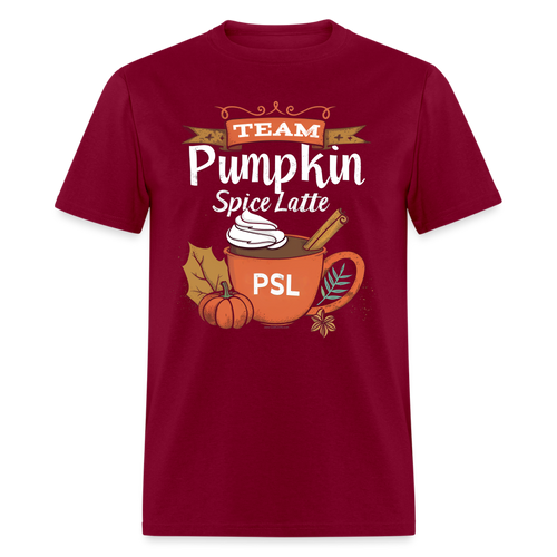 Team PSL Pumpkin Spice Latte Cute Fall Autumn Vintage Coffee T-Shirt  T-Shirt - burgundy