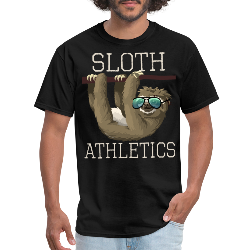 Sloth Athletics Funny Gym Workout Sunglasses T-Shirt - black