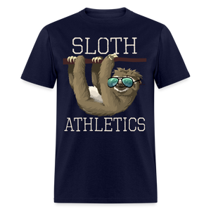 Sloth Athletics Funny Gym Workout Sunglasses T-Shirt - navy