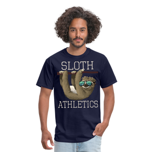 Sloth Athletics Funny Gym Workout Sunglasses T-Shirt - navy