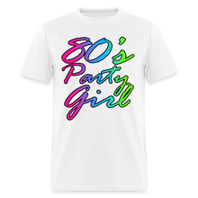 Load image into Gallery viewer, Neon Script 80s Party Girl T-Shirt Retro Fancy Dress Costume - white