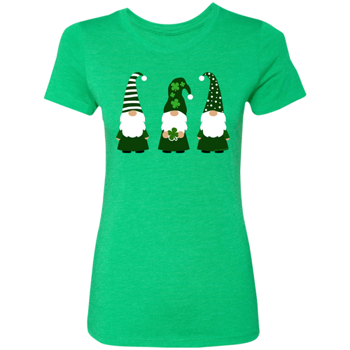 Cute St Patricks Day Gnome T-Shirt Womens Ladies Green Triblend T-Shirt