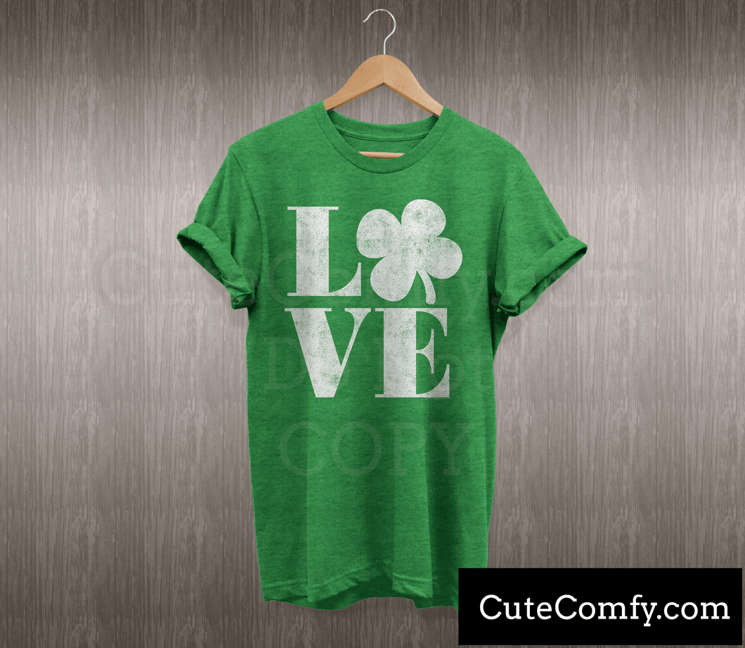 Love St Patricks Day Green Shirt Shamrock Four Leaf Clover