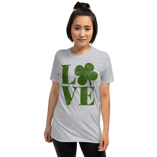 Green Shamrock Love St Patricks Day Womens T-Shirt