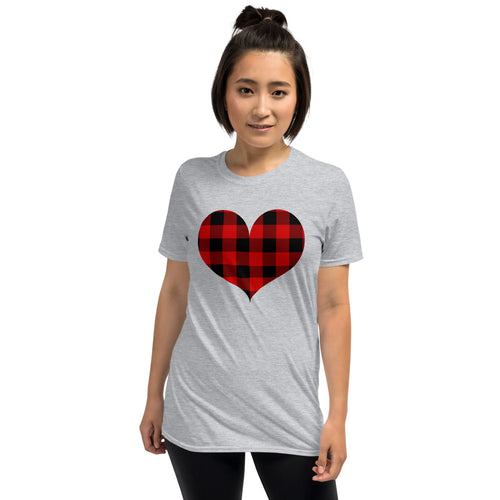 Buffalo Plaid Country Pattern Valentines Day Heart T Shirt