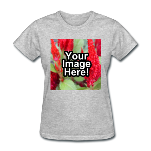 Custom Personalized Photo T-Shirt Create Your Own Womens Gift, No Minimum Order, Free US Shipping - heather gray