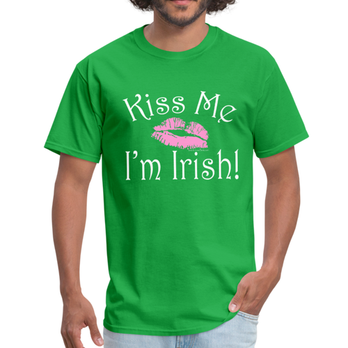 Kiss Me I'm Irish Pink Lipstick Womens St Patricks Day Shirt - bright green