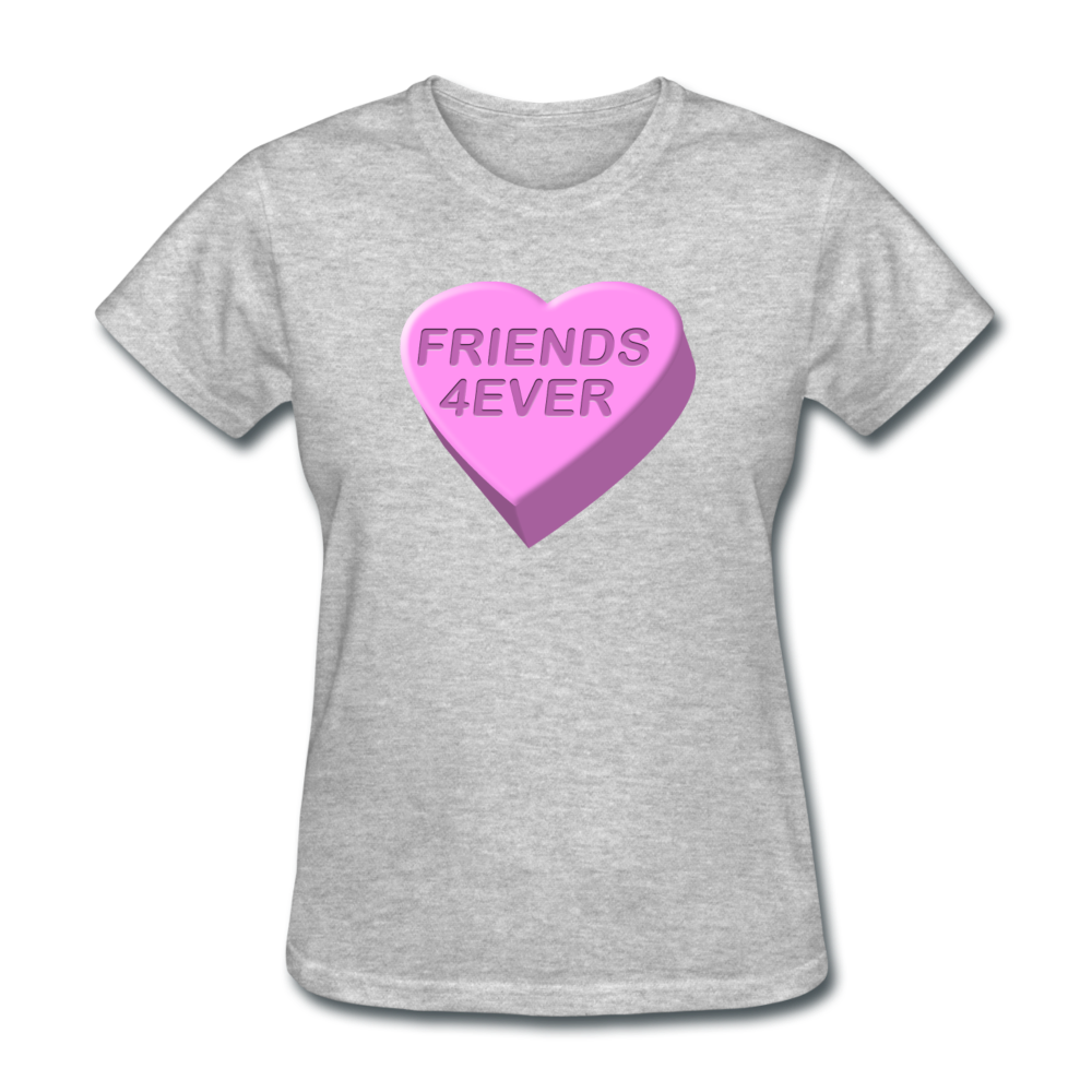 Cute Candy Heart Best Friends 4Ever Valentines Day Shirt - heather gray