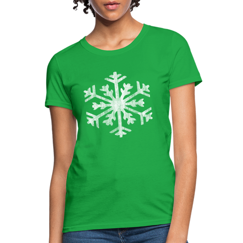 Big Giant Snowflake on Green Christmas T-Shirt - bright green