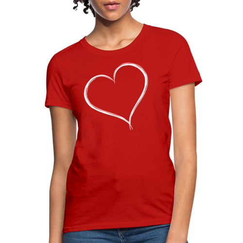 Cute Red Heart Outline Valentines Day Shirt - red
