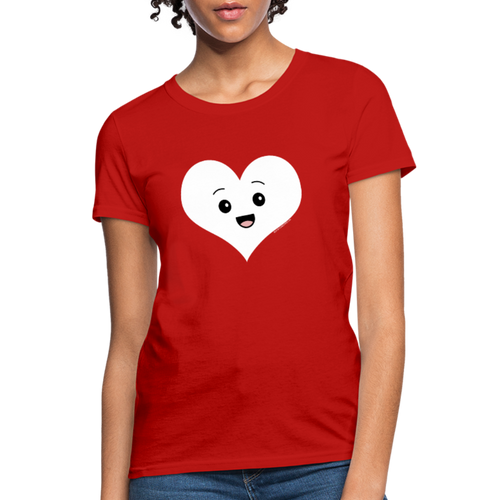 Cute Kawaii Heart Face Valentine's Day Shirt - red