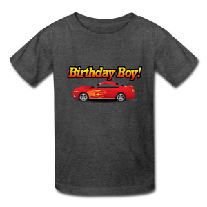 Red Race Car Boys Birthday T-Shirt - heather black