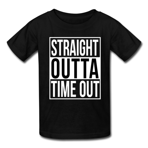 Kids Straight Outta Time Out Funny Parody Kids Boys Humor Tshirt - black