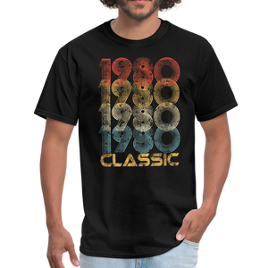 1980 shirt 40th birthday gifts for men vintage 1980 classic tshirt for man retro numbers birth year - black