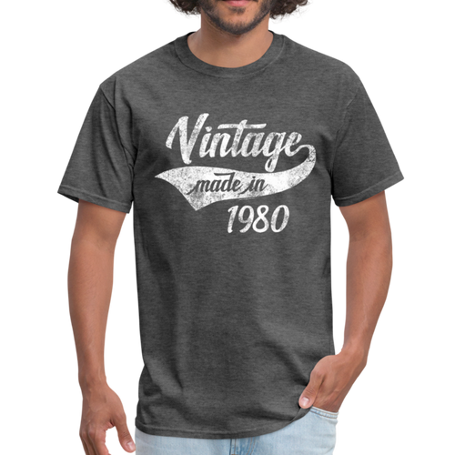 Birthday Vintage 1980 Funny 40th Birthday Swash T-Shirt - heather black
