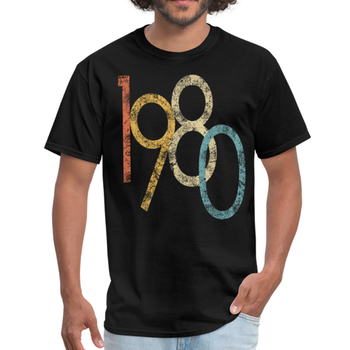 numbers 1980 shirt for men women vintage 40th birthday gifts tshirts retro graphic 80s clothing tee - black