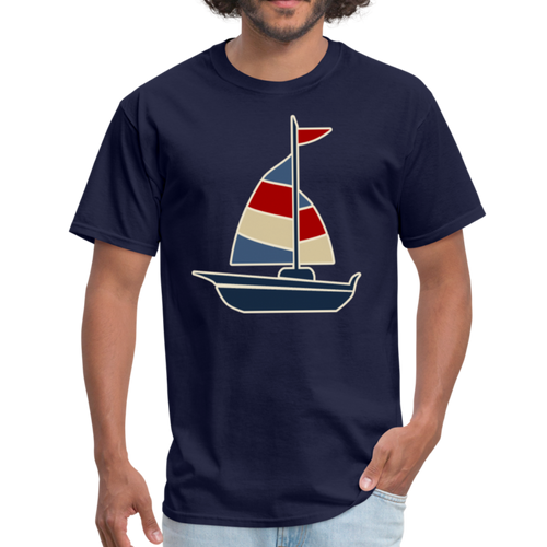 Red and Blue Nautical Sailboat Sailing T-Shirt - navy